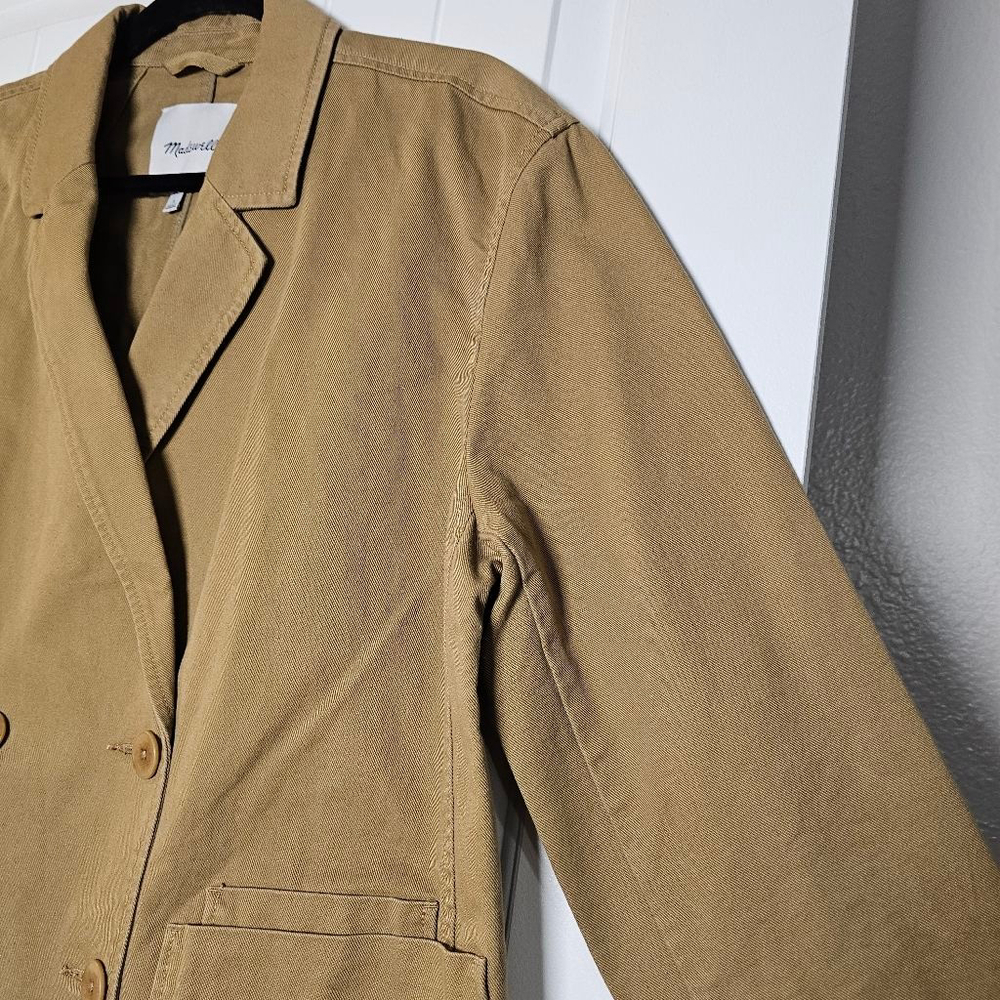 Madewell LG blazer style denim jacket, khaki/tan, boxy cut - Picture 6 of 14